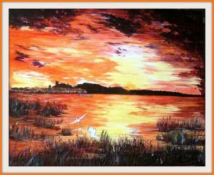 Voir le détail de cette oeuvre: coucher de soleil sur l'étang de Gruissan